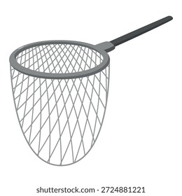 Fishing net featuring a crisscross pattern, ideal for catching aquatic life, with sturdy handle