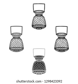 Fishing net icon in cartoon style isolated on white background. Fishing symbol stock vector illustration.