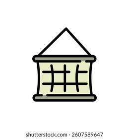 Fishing net icon. Commercial fishing gear. Harvesting of marine food. Fishing Gear. Simple symbol. Vector isolated sign.