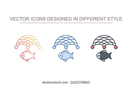 Diseño de icono de red de pesca con fondo blanco
