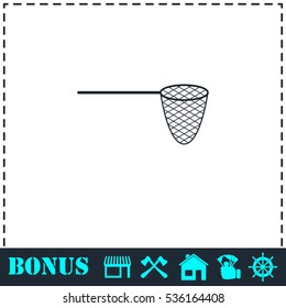 Fishing net icon flat. Simple vector symbol and bonus icon