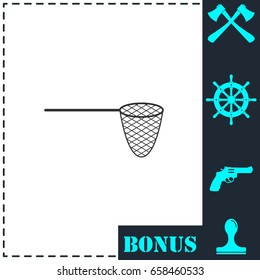 Fishing net icon flat. Simple vector symbol and bonus icon