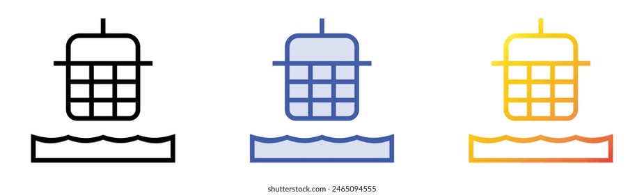 icono de red de pesca. Diseño de estilo de relleno lineal, azul y degradado aislado sobre fondo blanco