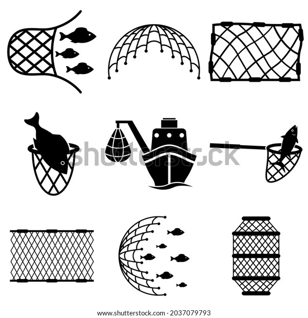 Fishing net\
icon, logo isolated on white\
background