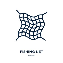 Fishing Net Icon From Sports Collection. Thin Linear Fishing Net, Fishing, Hook Outline Icon Isolated On White Background. Line Vector Fishing Net Sign, Symbol For Web And Mobile