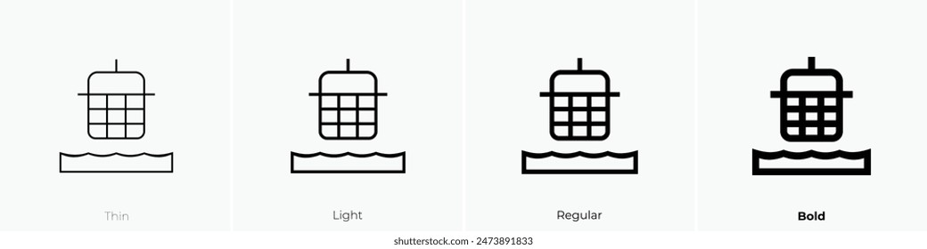 fishing net icon. Thin, Light Regular And Bold style design isolated on white background