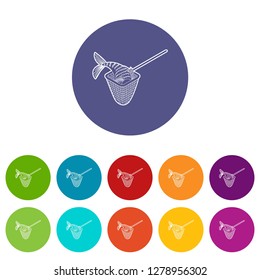 Fishing net icons color set vector for any web design on white background