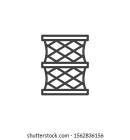 Fishing net line icon. linear style sign for mobile concept and web design. Fishing net coop trap fyke outline vector icon. Symbol, logo illustration. Vector graphics