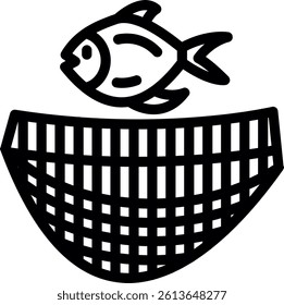 Fishing Net Line Vector Icon Design