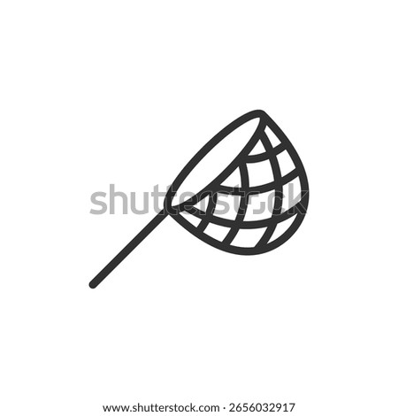 Fishing net, linear icon. Tool for catching fish or insects. Line with editable stroke.