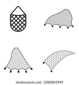 fishing net set icon vector template illustration logo design