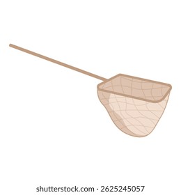 Fishing net with a wooden handle is waiting to be used for fishing