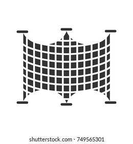 Fishing nets glyph icon. Angling equipment. Silhouette symbol. Negative space. Vector isolated illustration