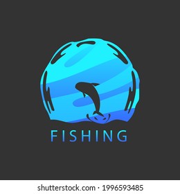 Fishing Night Logo Design Vector