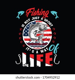 Fishing is not just a sport it's a way of life-vector t-shirt design template.Hand drawn vector artwork typography fishing t-shirt.Good for print,poster,card,cups,mugs,bags,invitation,party,texture.