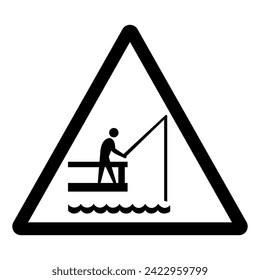 Fishing Off Deck Symbol Sign, Vector Illustration, Isolate On White Background Label .EPS10