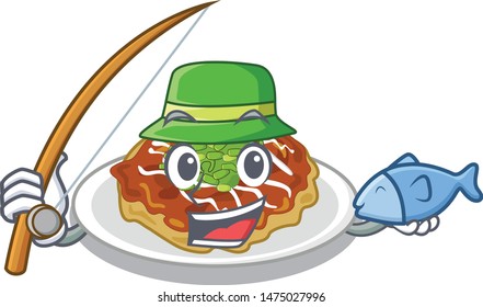 Fishing okonomiyaki isolated with in the character