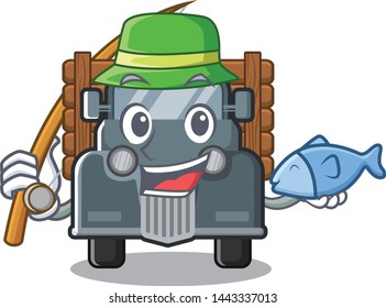 Fishing old truck in the mascot shape