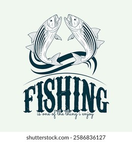 Fishing, is one of the thing I enjoy, Vector lettering with fish, water wave illustration