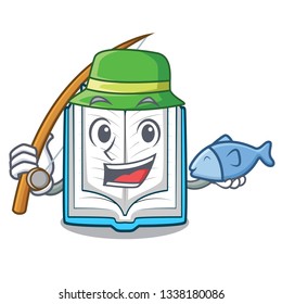 Fishing opened book in the shape mascot