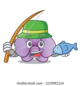 Fishing orchid flower mascot cartoon