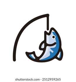 Fishing outline icon for graphic design, apps and websites