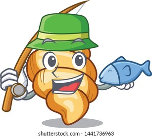 Fishing pasta gnocchi cooked in mascot pan