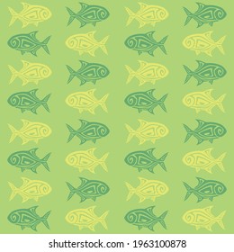 Fishing pattern on the theme of Caranx fish. In the swatches  panel