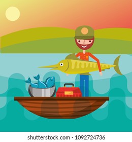 fishing people cartoon