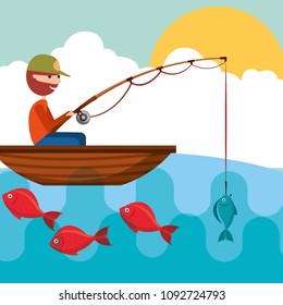 fishing people cartoon
