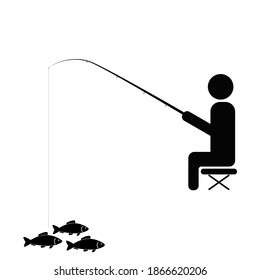 Fishing people icon and vector graphics