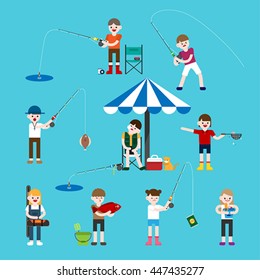 fishing people vector illustration