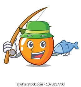 Fishing persimmon mascot cartoon style