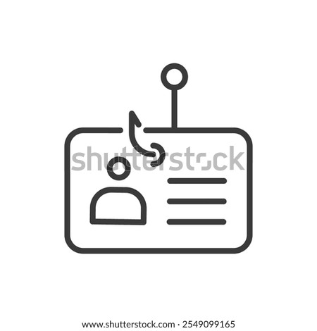Fishing personal information, icon in line design. Missing, personal, information, data, identity, profile, contact on white background vector. Fishing personal information editable stroke icon