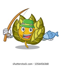 Fishing physalis fruit isolated in the character