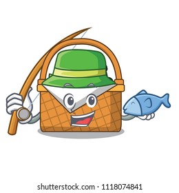 Fishing picnic basket mascot cartoon
