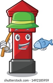 Fishing pillar box isolated in the mascot