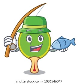 Fishing ping pong racket mascot cartoon