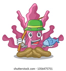 Fishing pink seaweed isolated in the cartoon