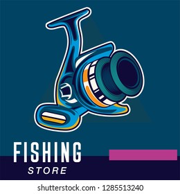 Fishing place advertisement retro poster for fisher courses or fish catch adventure