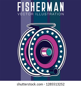 Fishing place advertisement retro poster for fisher courses or fish catch adventure