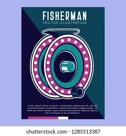 Fishing place advertisement retro poster for fisher courses or fish catch adventure