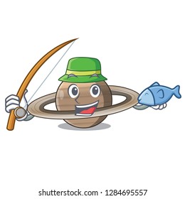 Fishing planet saturn in the cartoon form