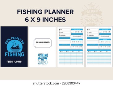 Fishing planner organizer, for fishing lover, with 6 X 9 inches you can edit easily, gear equipment, fish bait and lures, weather conditions,  weather visibility, body of water and fishing list