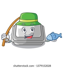 Fishing plastic box in the cartoon table