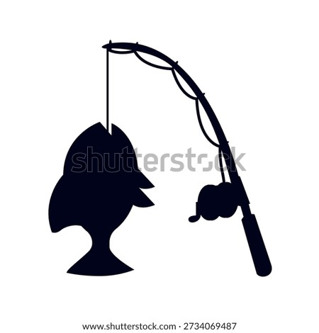 Fishing Pole caught fish rod emoji symbol sign icon vector illustration isolated flat