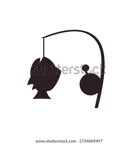 Fishing Pole caught fish rod emoji symbol sign icon vector illustration isolated flat