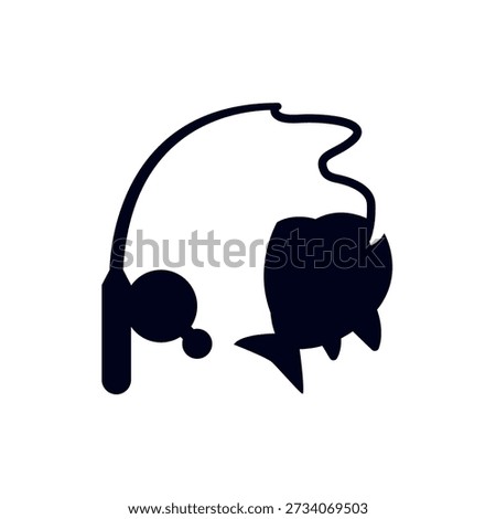 Fishing Pole caught fish rod emoji symbol sign icon vector illustration isolated flat