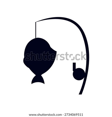 Fishing Pole caught fish rod emoji symbol sign icon vector illustration isolated flat