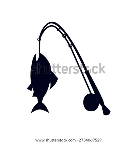 Fishing Pole caught fish rod emoji symbol sign icon vector illustration isolated flat
